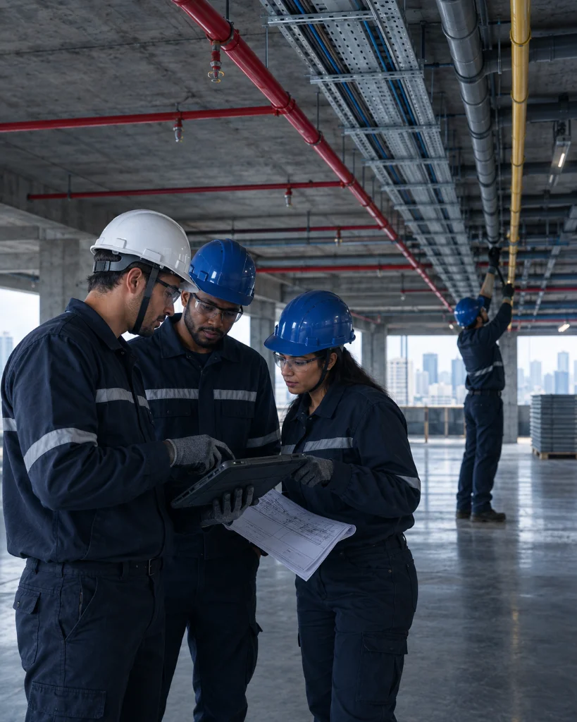 Equipe Energinstalar em canteiro de obras